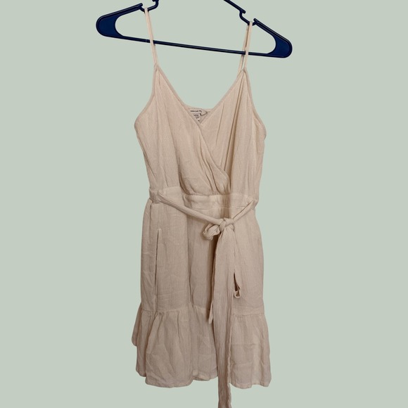 American Eagle Outfitters Dresses & Skirts - American Eagle Women Dress Cream Gauze Faux Wrap Tie Waist S